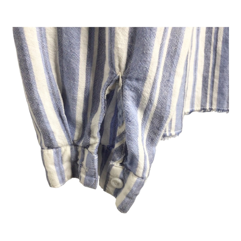 Bella Dahl Linen Blend Striped Long Sleeve Raw Hem Top Size M - Picture 5 of 10